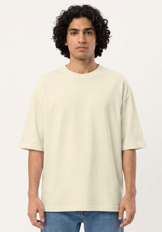 GHERA premium oversized cream cotton t-shirt by UNKAHA Studio