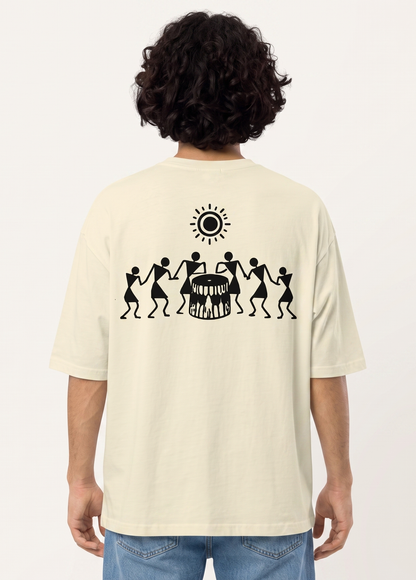 Back artwork of GHERA oversized t-shirt inspired by Indian craftsmanship