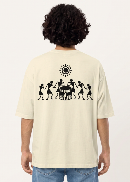 Back artwork of GHERA oversized t-shirt inspired by Indian craftsmanship